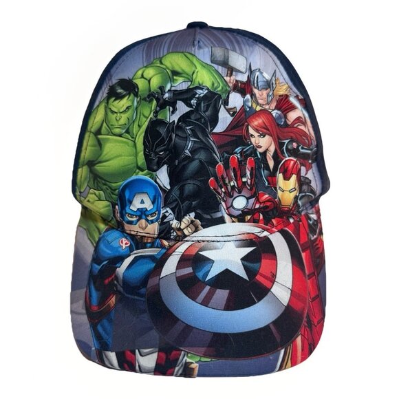 Marvel Other - Marvel Avengers Hat Youth 4-8 Yrs Blue Adjustable Strap Back Lt Mark
